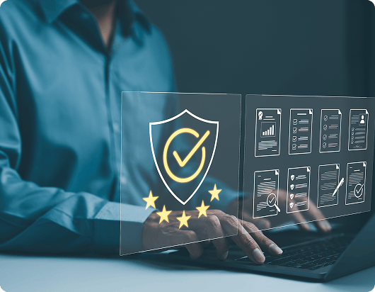 Escut digital i llista de verificació que representa la certificació de seguretat ISO i el control de qualitat per a les ulleres d'eclipsi